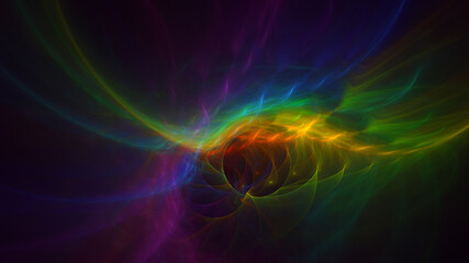 3D rendering abstract multicolor fractal light background