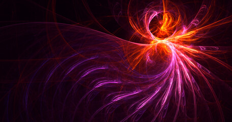 3D rendering abstract multicolor fractal light background