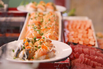 Sushi Close up at Restaurant