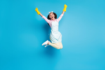 Full length body size view of her she nice attractive pretty glad lucky cheerful cheery girl maid...