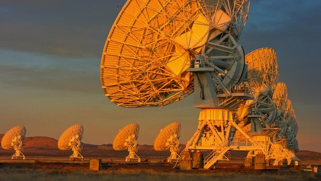 Satellite Antennas in a row time lapse