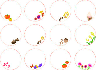 秋のイラストを添えたラベル・フレーム素材 © 陽子 佐藤