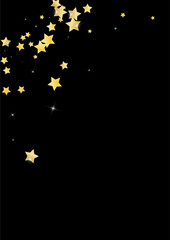 Golden Shimmer Stars Vector Black Background. 