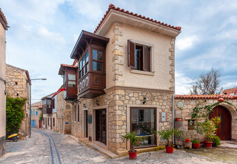 Alacati street view in Alacati Town. Alacati is populer historical tourist destination in Turkey.