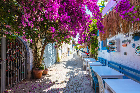 Alacati street view in Alacati Town. Alacati is populer historical tourist destination in Turkey.