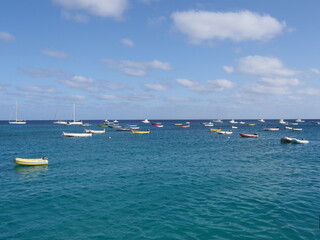 Obraz premium Boats on Atlantic Ocean at Sal island in Cape Verde