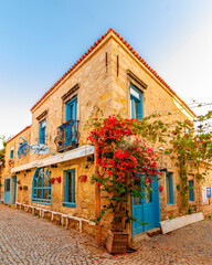 Fototapeta na wymiar Alacati street view in Alacati Town. Alacati is populer historical tourist destination in Turkey.