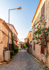 Alacati street view in Alacati Town. Alacati is populer historical tourist destination in Turkey.