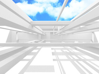 Obraz premium Empty white architecture with sky view