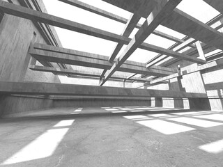 Dark Concrete Wall Architecture. Empty Room