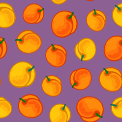 Bright seamless botanical pattern with apricots. Vector illustration.