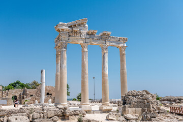 Apollo ancient temple colonnade ruins, Side, Antalya region, Turkey