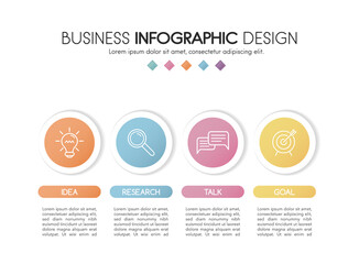 Business infographic layout with 4 steps. Flowchart. Vector