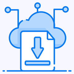 
Cloud with downward arrow on file, trendy design of cloud download 
