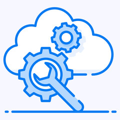
Gears inside cloud, icon of cloud management 
