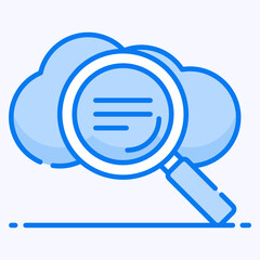 
Cloud under magnifying glass, flat style of cloud search icon
