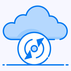 
Cloud sync icon in flat editable style 
