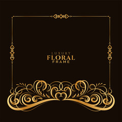 Ornamental elegant golden decorative floral frame design