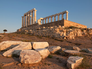 Poseidon Tempel am Kap Sounion, die südlichste Spitze Attikas. Griechenland