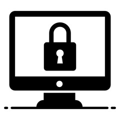 
Icon of padlock inside monitor showcasing cyber security concept vector 
