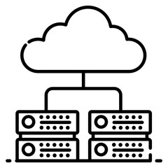 
Server rack connected with cloud showing cloud server icon
