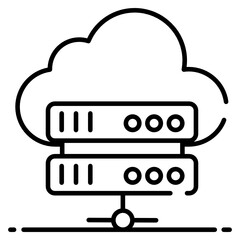 Server rack connected with cloud showing cloud hosting icon
