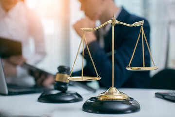 Male lawyer or judge consult having team meeting with client, Law and Legal services concept