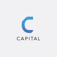 Stock Vector Blue Initial C Letter Logo Design