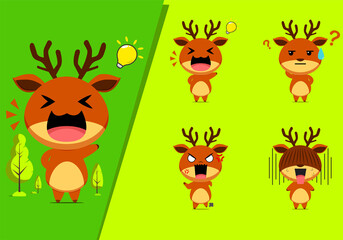 Cute reindeer emoticon character set #2