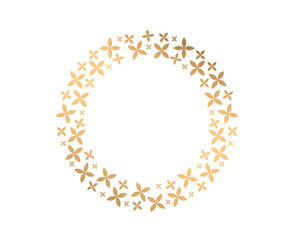 Gold circle floral frame vector.  Rose gold  circle  frame vector.  Floral gold frame vector design. 