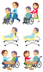 介護者と被介護者（褐色の肌の人々）Caregivers and care recipients (people with brown skin)