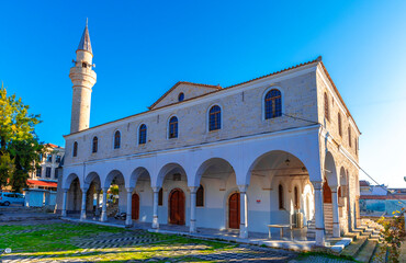 Fototapeta na wymiar Pazaryeri Mosque view in Alacati Town of Turkey