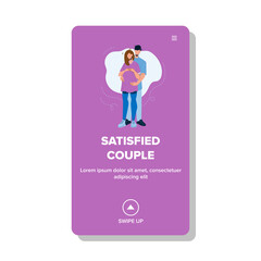 Satisfied Couple Embrace Waiting Childbirth Vector