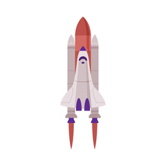 Space Rocket Launch Flat Style Vector Illustration on White Background