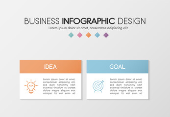 Business infographic layout with 2 steps. Diagram. Vector