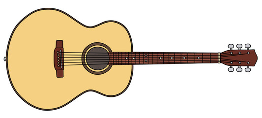 The vectorized hand drawing of a classic accoustic guitar - 374830472