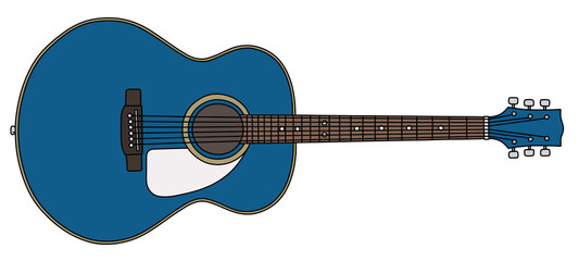 Obraz na płótnie Canvas The vectorized hand drawing of a classic blue accoustic guitar