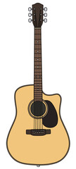 The vectorized hand drawing of a classic accoustic guitar - 374830661