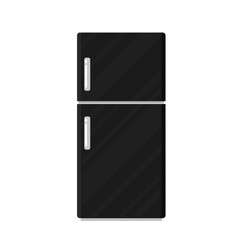 Refrigerator vector. Black refrigerator on white background.