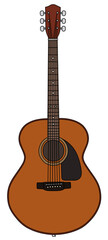 The vectorized hand drawing of a classic accoustic guitar