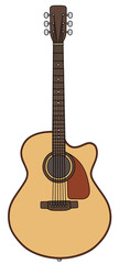 The vectorized hand drawing of a classic accoustic guitar - 374830896