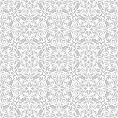 Foto op Plexiglas Flower geometric pattern. Seamless vector background. White and gray ornament. © ELENA