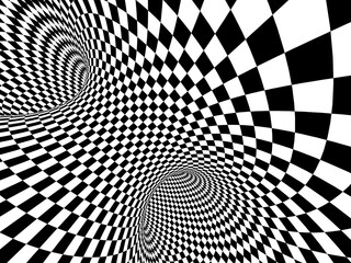 Geometric background with checkered texture of black and white colors