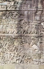 Wall carving of Prasat Bayon Temple, Angkor Wat, Siem Reap, Cambodia