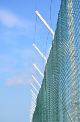 
safety fence with green wire mesh