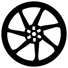 Obraz premium A modified wheel, chrome rim filled icon, editable design 