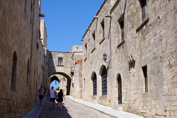 Fototapeta na wymiar Ancienne rue médiévale des Chevaliers, Rhodes
