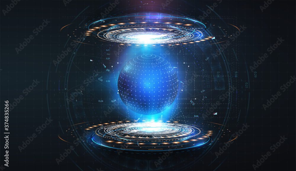 Leinwandbilder futuristic circles forming a protective blue sphere on an isolated background. bubble shield. dome g
