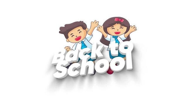Back to School 3D Text - Welcome Intro title video label with bounce animation