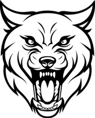 Vintage Angry Wolf Vector Head Tattoo